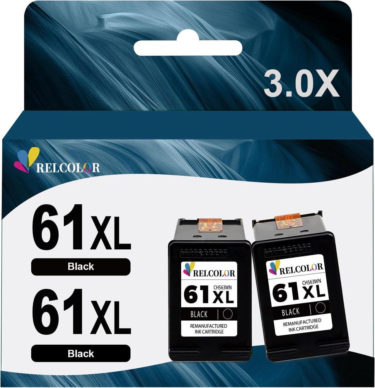 Relcolor Replacement  Ink 61XL 61 XL HP61 XL Cartridge Black for Envy 4500 5530 4502 5534 5535 Deskjet 2540 2050 3000 3050 1000 1510 1512 1010 1050 1056 OfficeJet 4630 4635 2620 Series HP61XL