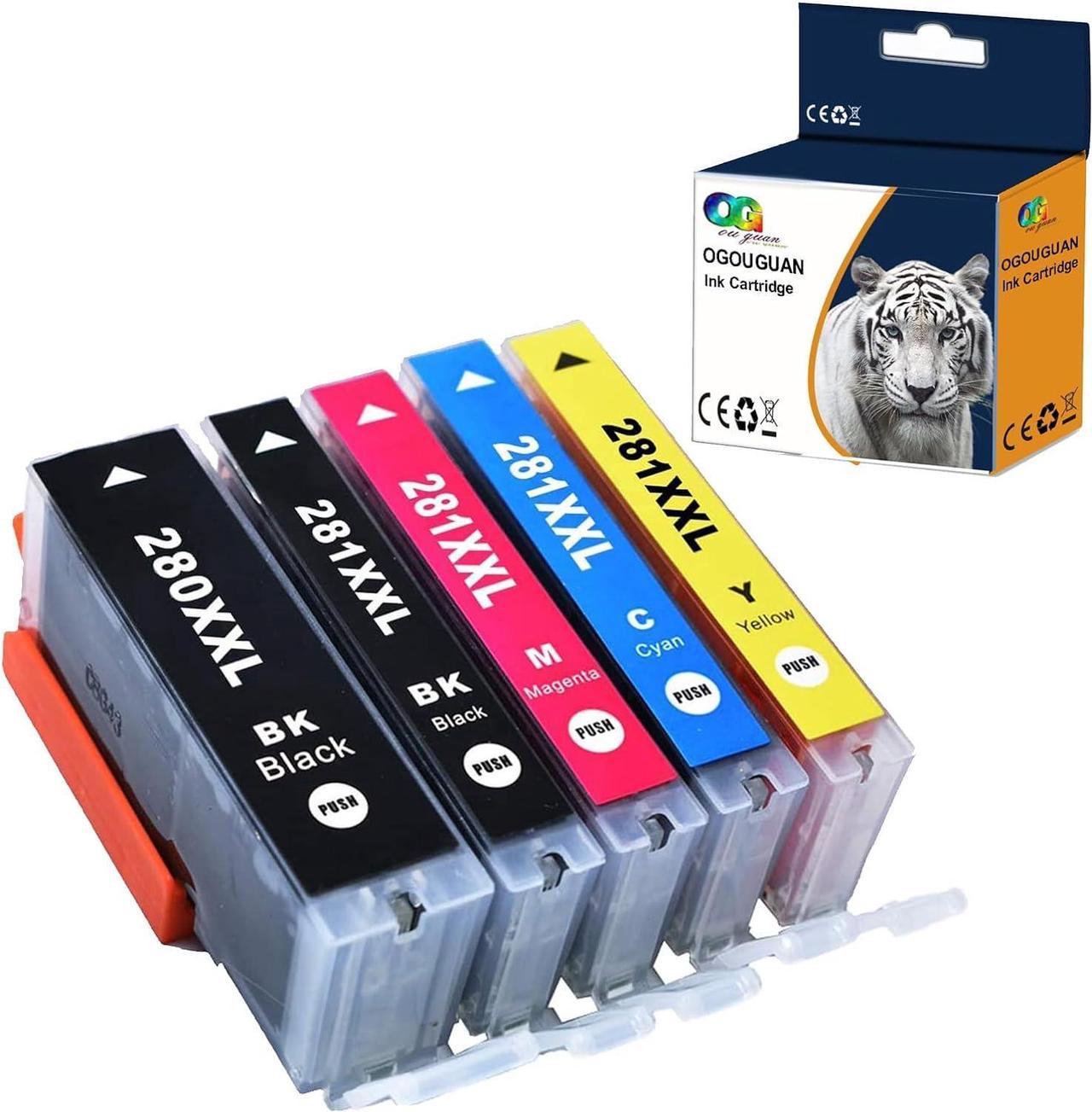 OGOUGUAN Compatible Ink Cartridge Replacement for Canon PGI-280XXL CLI-281XXL 280 XXL 281 XXL Compatible with PIXMA TR7520 TR8520 TS6120 TS6220 TS8120 TS8220 TS9120 TS9520 TS6320 TS9521C 5 Pack