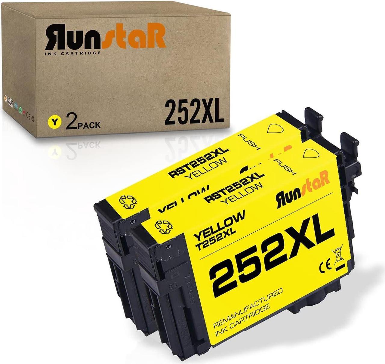 Run Star 2 Pack 252XL Yellow Remanufactured Ink Cartridge Replacement for Epson 252XL T252XL use for Epson Workforce WF-3620 3630 3640 7110 7610 7620 7210 7710 7720 Printer (2 Yellow)