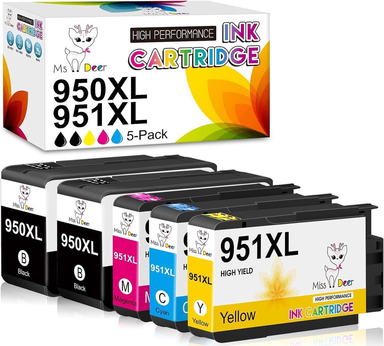 MS DEER Compatible 950XL 951XL Combo Ink Cartridges Replacement  950 951 XL for Officejet Pro 8600 8610 8100 8615 8620 8625 251dw 276dw Printers (2 Black, 1 Cyan, 1 Magenta, 1 Yellow) 5-Pack