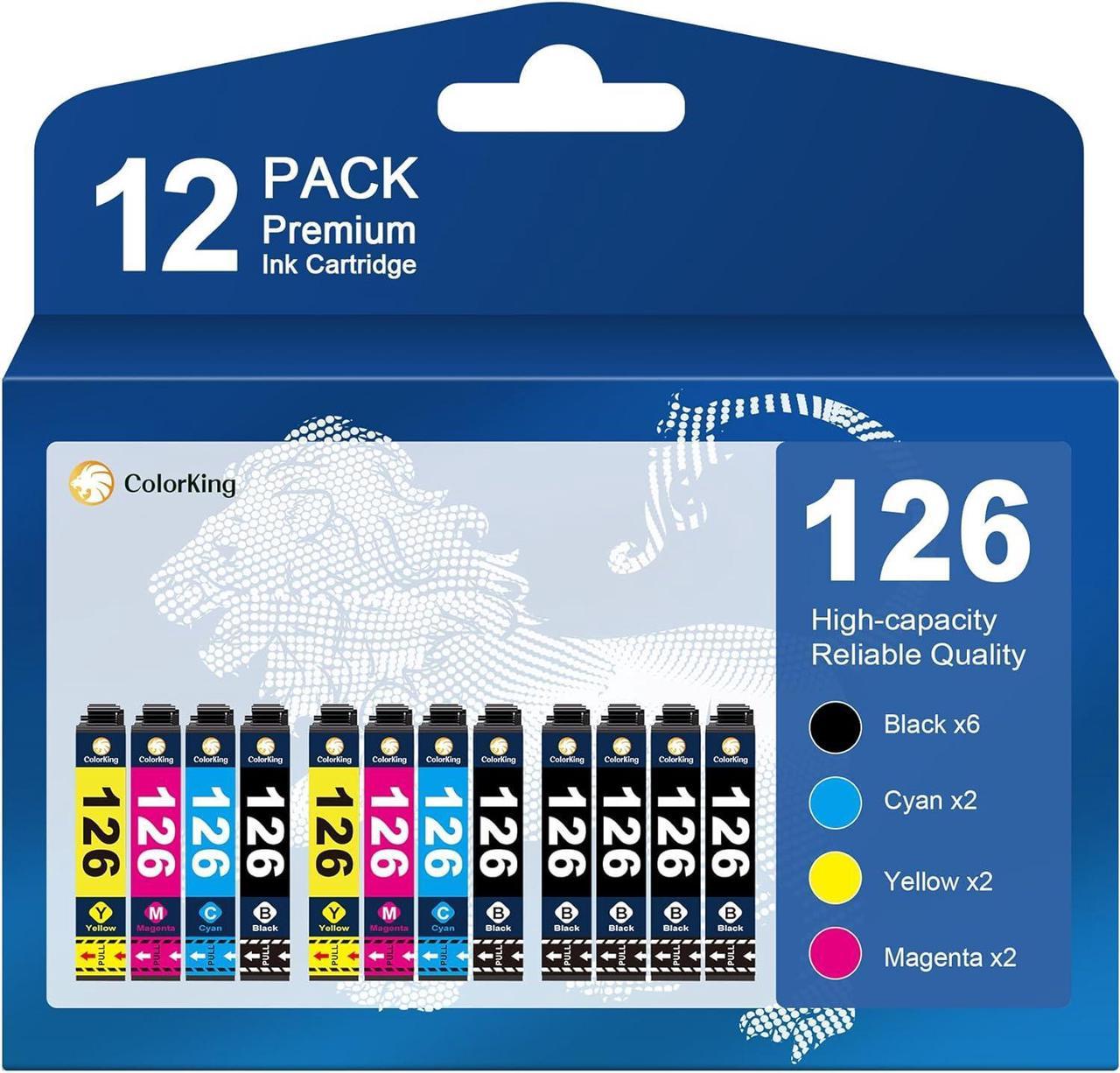 ColorKing Remanufactured Ink Cartridge Replacement for 126 T126 for Pro 435 520 545 635 645 WF-3520 WF-3530 WF-3540 WF-7010 WF-7510 (6 Black,2 Cyan,2 Magenta,2 Yellow)