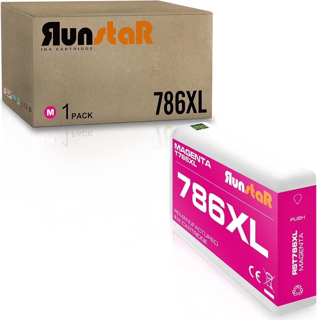 Run Star 1 Pack 786XL Magenta Remanufactured Ink Cartridge Replacement for Epson 786XL T786XL use for Epson Workforce Pro WF-4630 4640 5110 5190 5620 5690 Printer (1 Magenta)