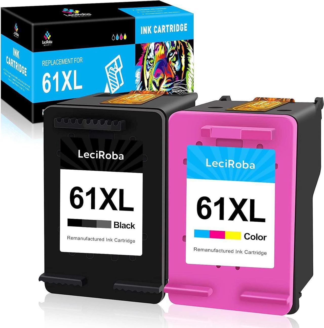 LeciRoba Remanufactured 61XL Ink Cartridges Replacement  61XL 61 XL to use with Envy 4500 Deskjet 1000 1056 1510 1512 1010 1055 OfficeJet 4630 Series Printer (1 Black, 1 Tri-Color)