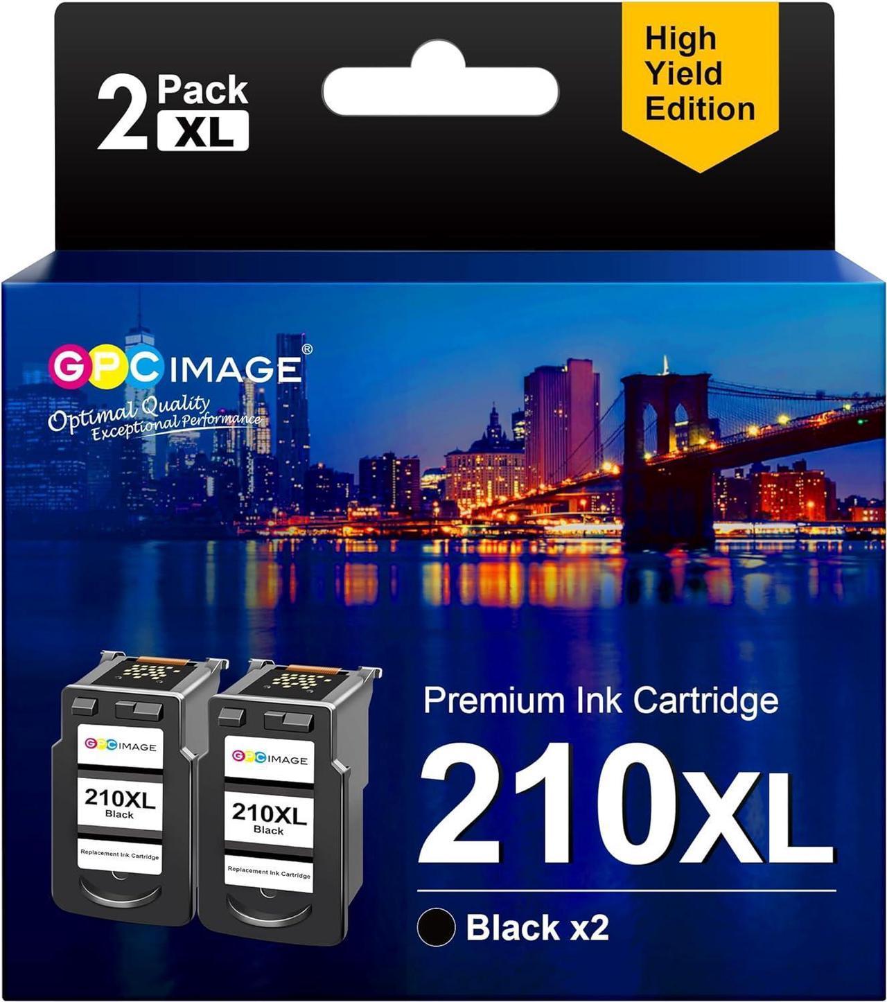 GPC Image Remanufactured Ink Cartridge Replacement for Canon 210XL PG-210XL Compatible with PIMAX IP2702 IP2700 MP280 MP230 MX320 MX410 MP230 MX350 MP250 MP490 MX360 MX420 MP270 Printer Tray(2 Black)