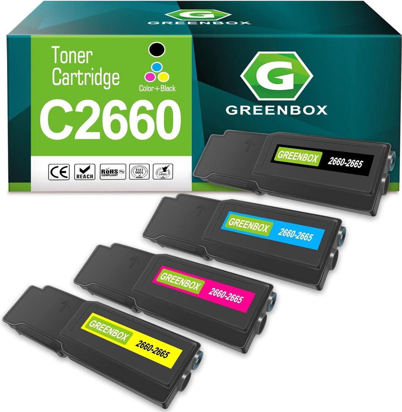 GREENBOX Compatible Toner Cartridge Replacement for Dell C2660 593-BBBU 593-BBBT 593-BBBS 593-BBBR for Dell C2660 C2660dn C2665dnf Printer (1 Black, 1 Cyan, 1 Magenta, 1 Yellow)