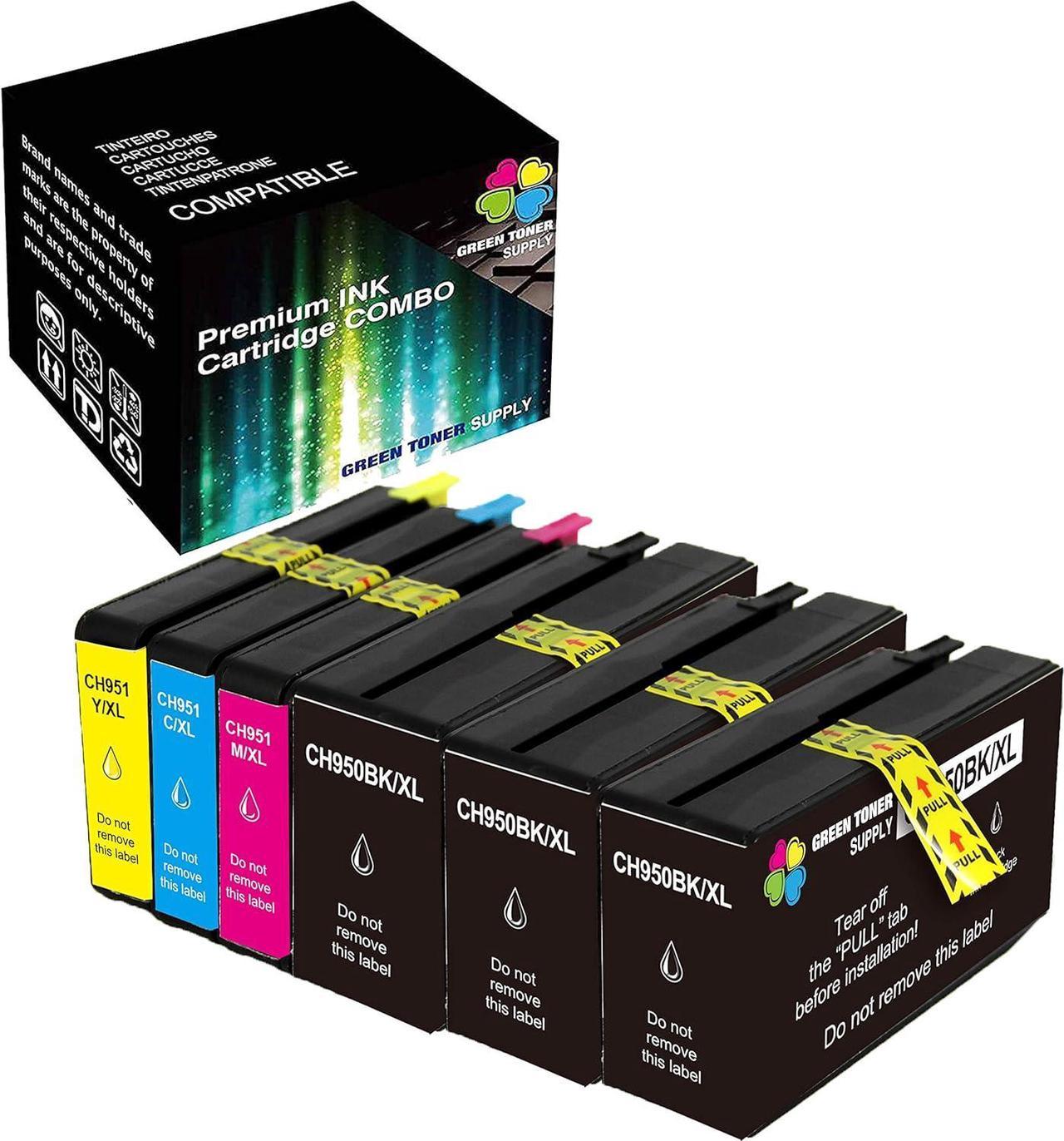 Green Toner Supply Compatible 950XL 951XL 950(3xBlack) Plus 951(CYM) Ink Cartridge (6 Pack, Color Combo)  Officejet Pro 8100 8600 8620 8630 8660 Printers