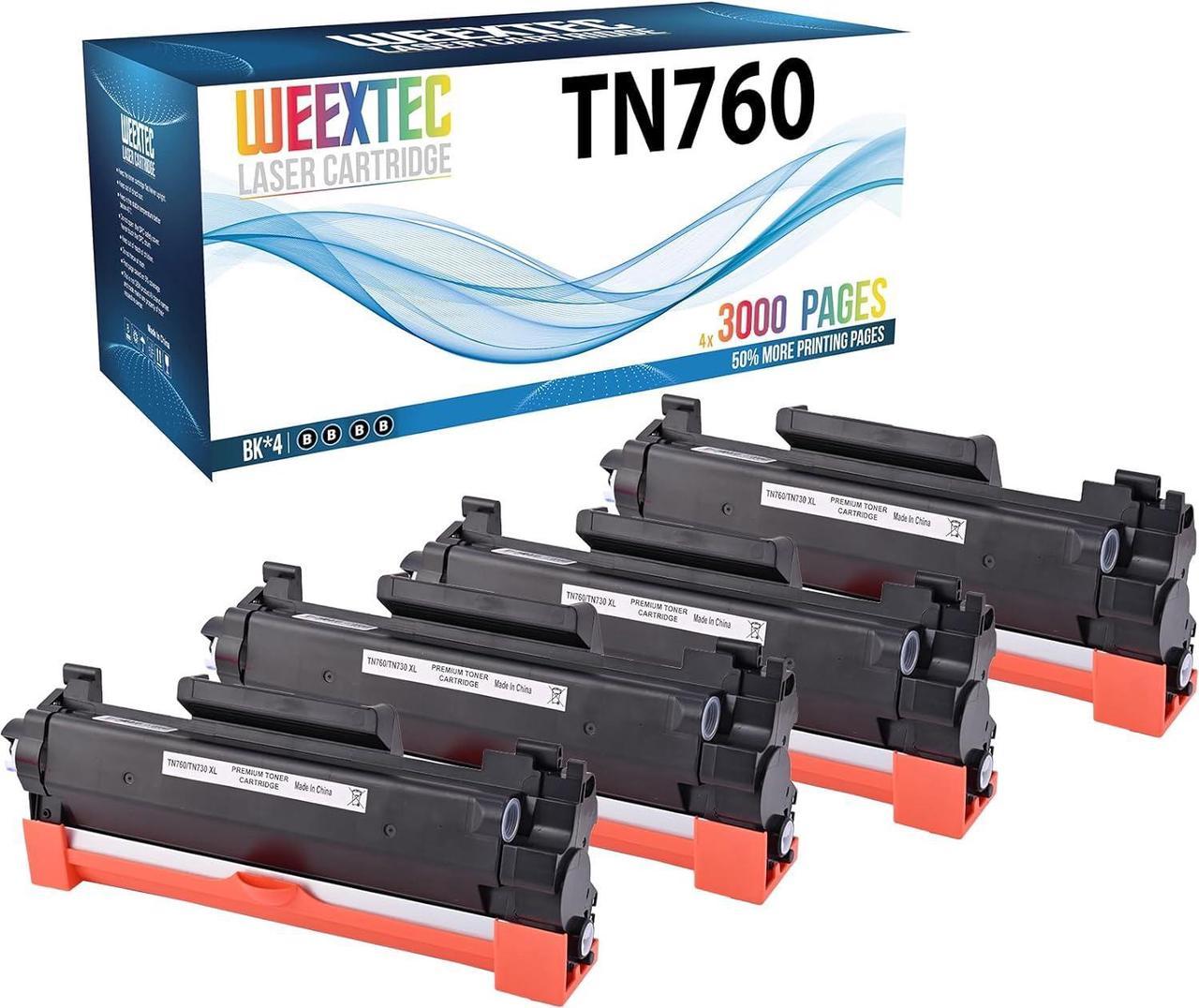 WEEXTEC Compatible TN-760 TN-730 Toner Cartridge Replacement for Brother TN760 TN-760 TN730 for HL-L2350DW DCP-L2550DW HL-L2395DW HL-L2390DW HL-L2370DW MFC-L2710DW MFC-L2750DW (4 Black)