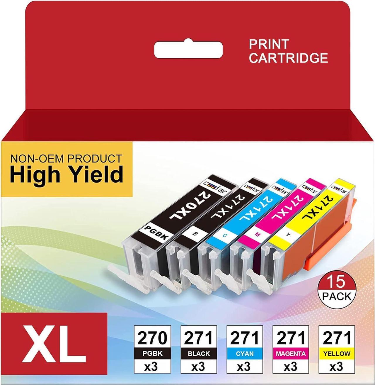 CSSTAR Compatible Ink Cartridge Replacement for Canon PGI-270XL CLI-271XL PGI 270 XL CLI 271 XL to use with MG6821 TS5020 TS9020 Printer - 3PGBK&3BK/3C/3M/3Y, 15-Pack