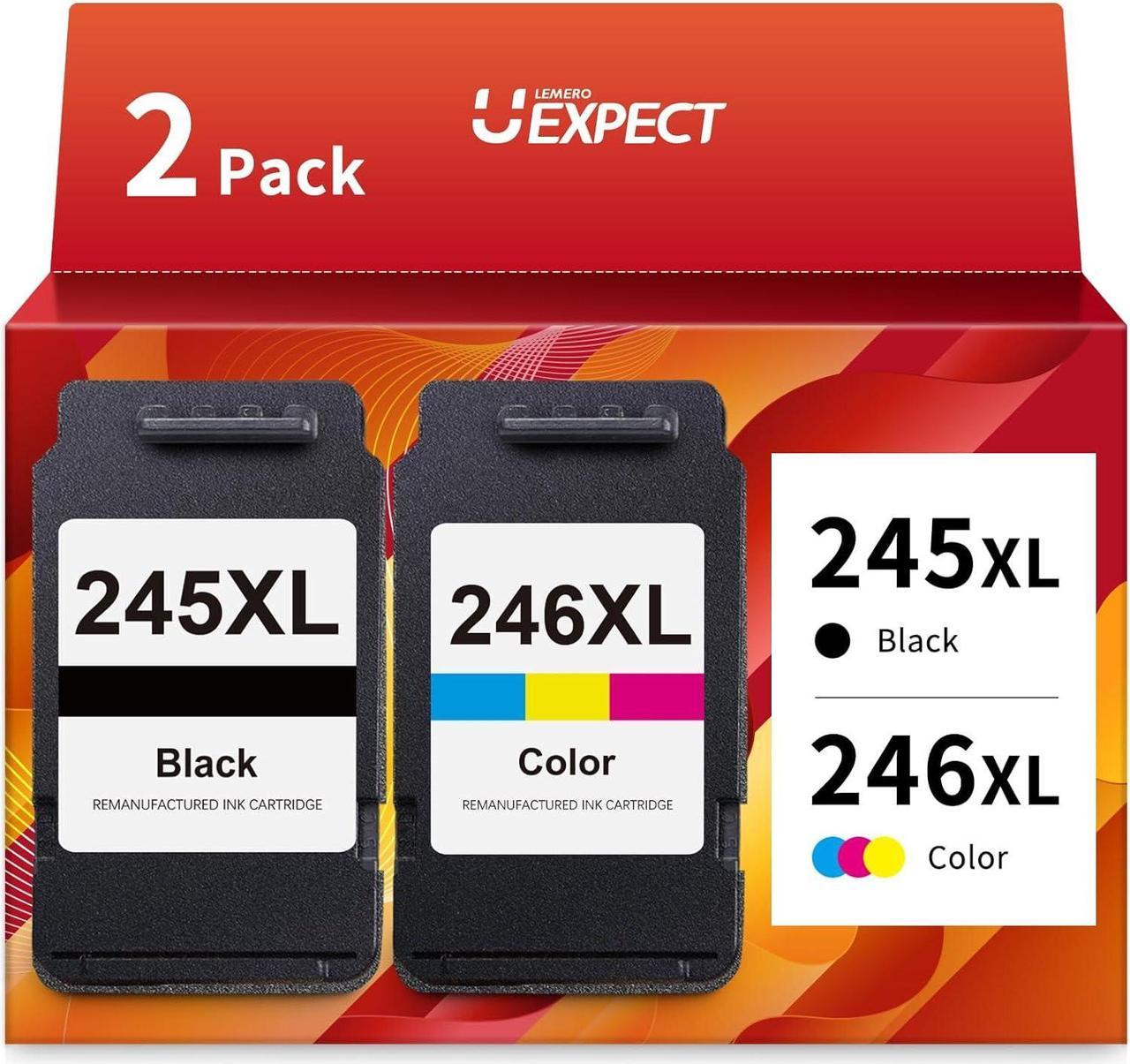 LemeroUexpect Remanufactured Ink Cartridge Replacement for Canon PG-245XL CL-246XL 245 246 XL Ink for PIXMA TR4520 MX492 MX90 MG2522 TS3122 TR4522 TS3322 TS3320 MG2520 MG3022 TS202 Printer Black Color