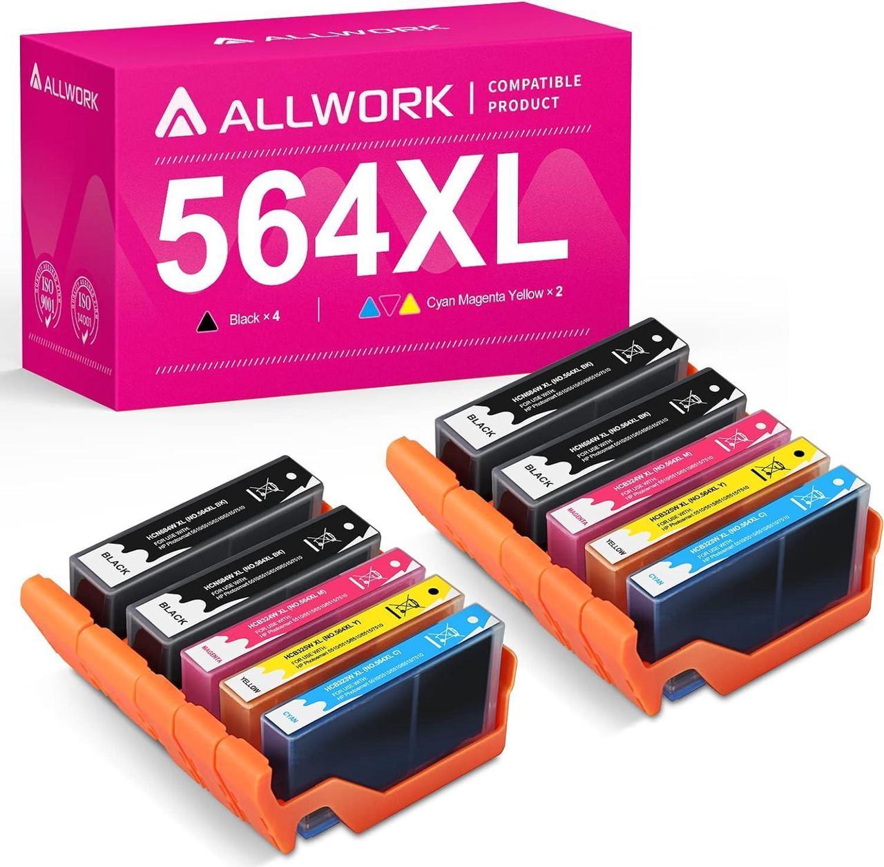 ALLWORK Compatible 564 XL Ink Cartridge Replacement  564XL Combo Pack  Officejet 4610 4620 Deskjet 3070A 3521 Photosmart 7510 7525 6515 6510 5520 5510 4622 3520 B209a C6388 (4K/2C/2M/2Y)