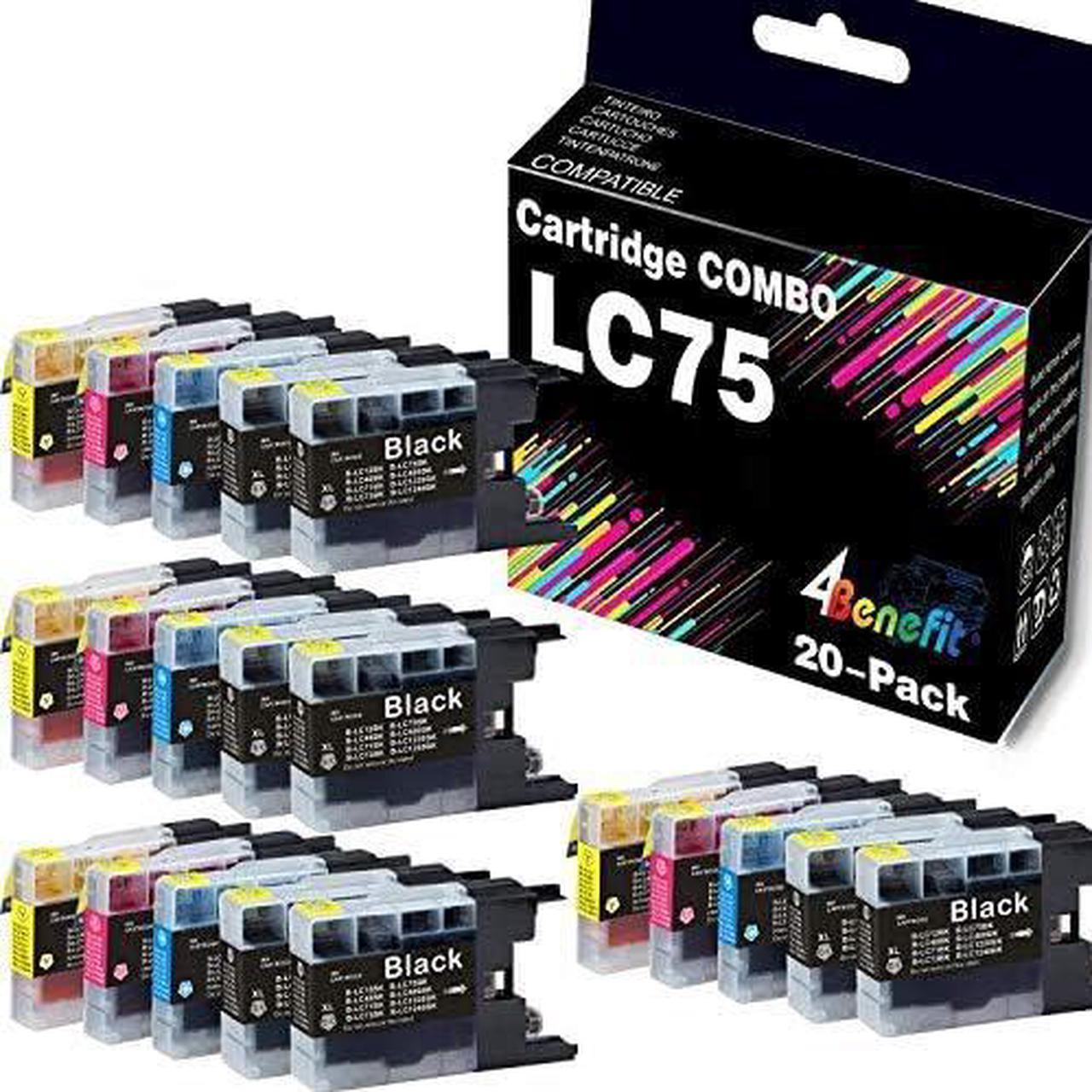 4Benefit (8B/4C/4Y/4M) Compatible LC79 LC71 LC75 Ink Cartridge LC-75 (Set of 20) Work for MFC-J6510DW MFC-J6710DW MFC-J6910DW MFC-J280W MFC-J425W Inkjet Printer