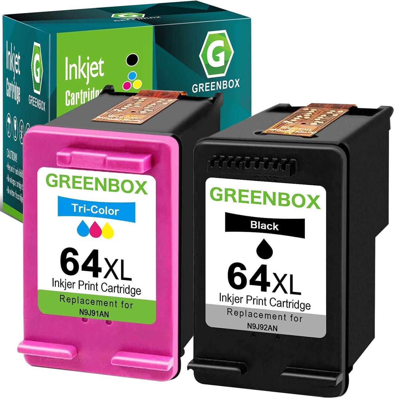 GREENBOX Remanufactured 64 Ink Cartridge Replacement  64XL  Envy Photo 7155 7855 6255 7120 6252 6220 6230 6258 7158 7130 7132 7164 7858 Envy 5542 Printer (1 Black 1 Tri-Color)