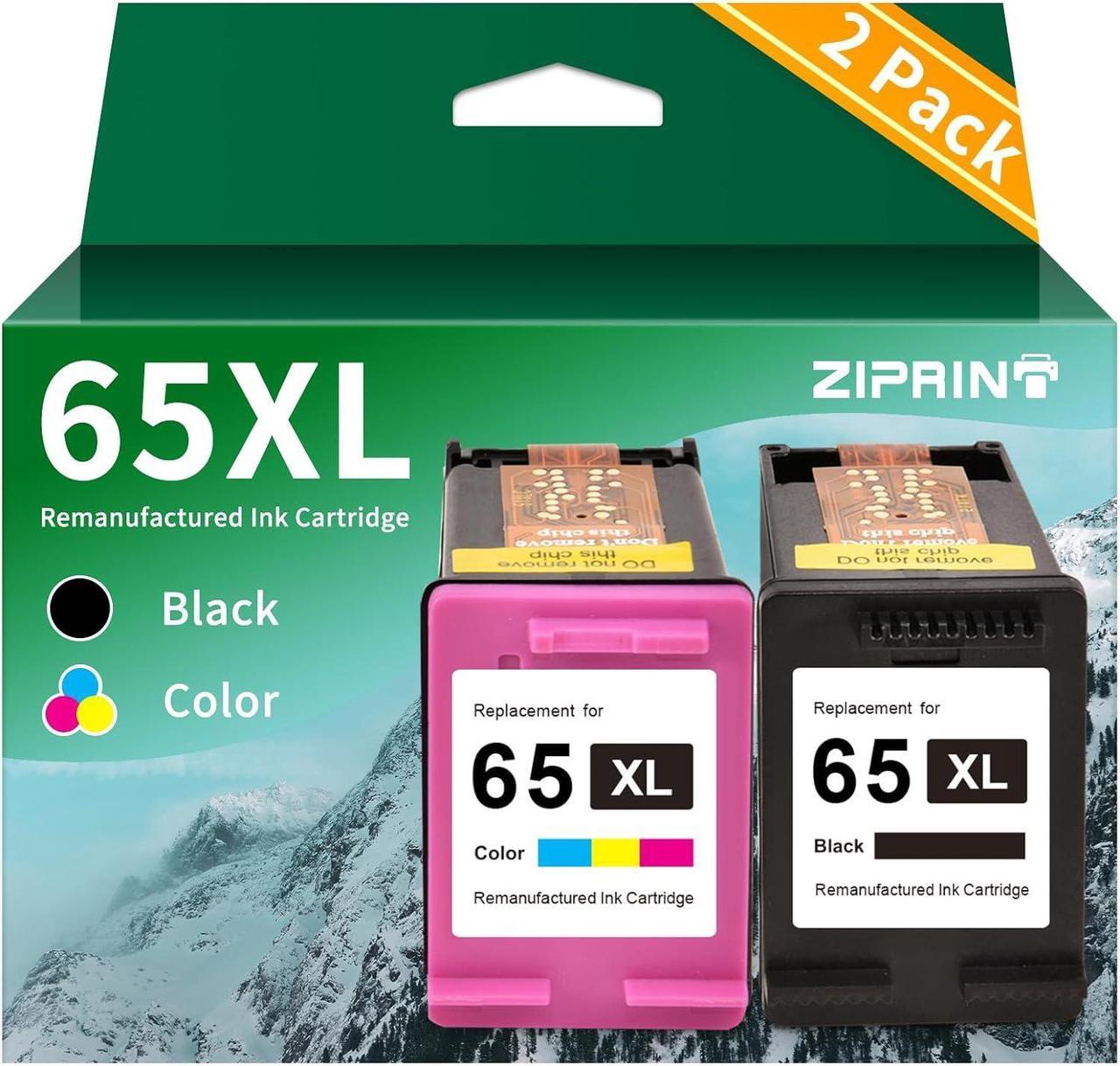 65XL Remanufactured Ink Cartridge Replacement  Ink 65 65XL Ink Cartridge Combo Pack  Envy 5052 5055 DeskJet 2652 2622 3755 3752 3720 3722 AMP 100 120 Printer (1 Black, 1 Tri-Color)