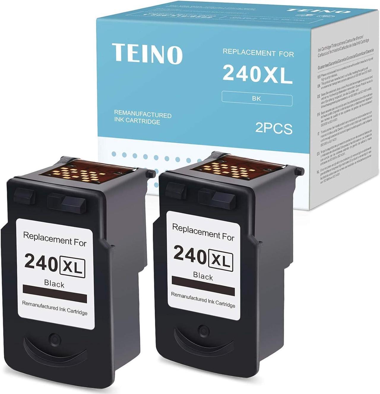 TEINO Remanufactured Ink Cartridges Replacement for Canon PG-240XL 240XL 240 use with Canon PIXMA TS5120 MG3620 MX532 MG3520 MX452 MX472 MX432 MG2120 MG3222 MG3220 MG3122 MX479 MX512 (Black, 2-Pack)