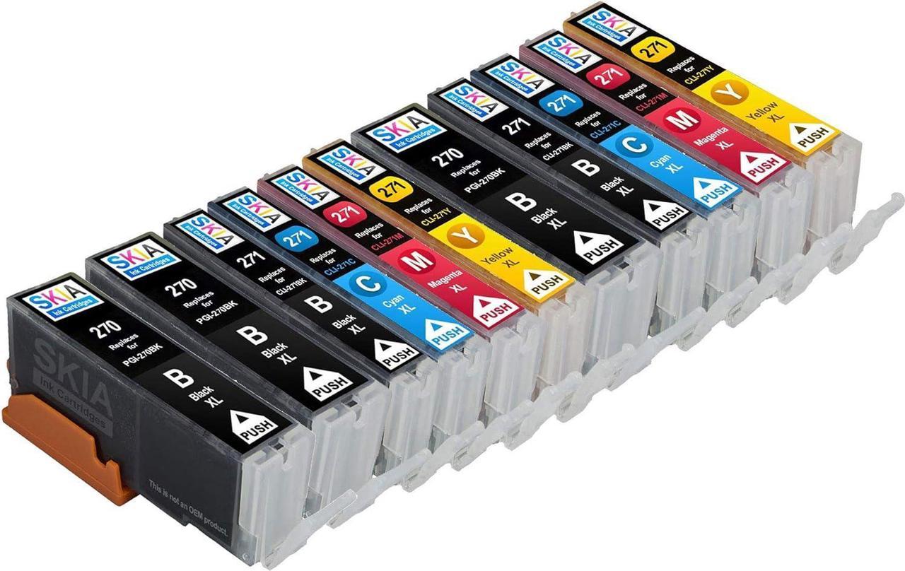 Skia Ink Cartridges Compatible Ink Cartridge Replacement for Canon CLI-271, PGI-270, PGI-270XL, CLI-271XL (Pigment Black / Black / Cyan / Magenta / Yellow / 11 Pack)