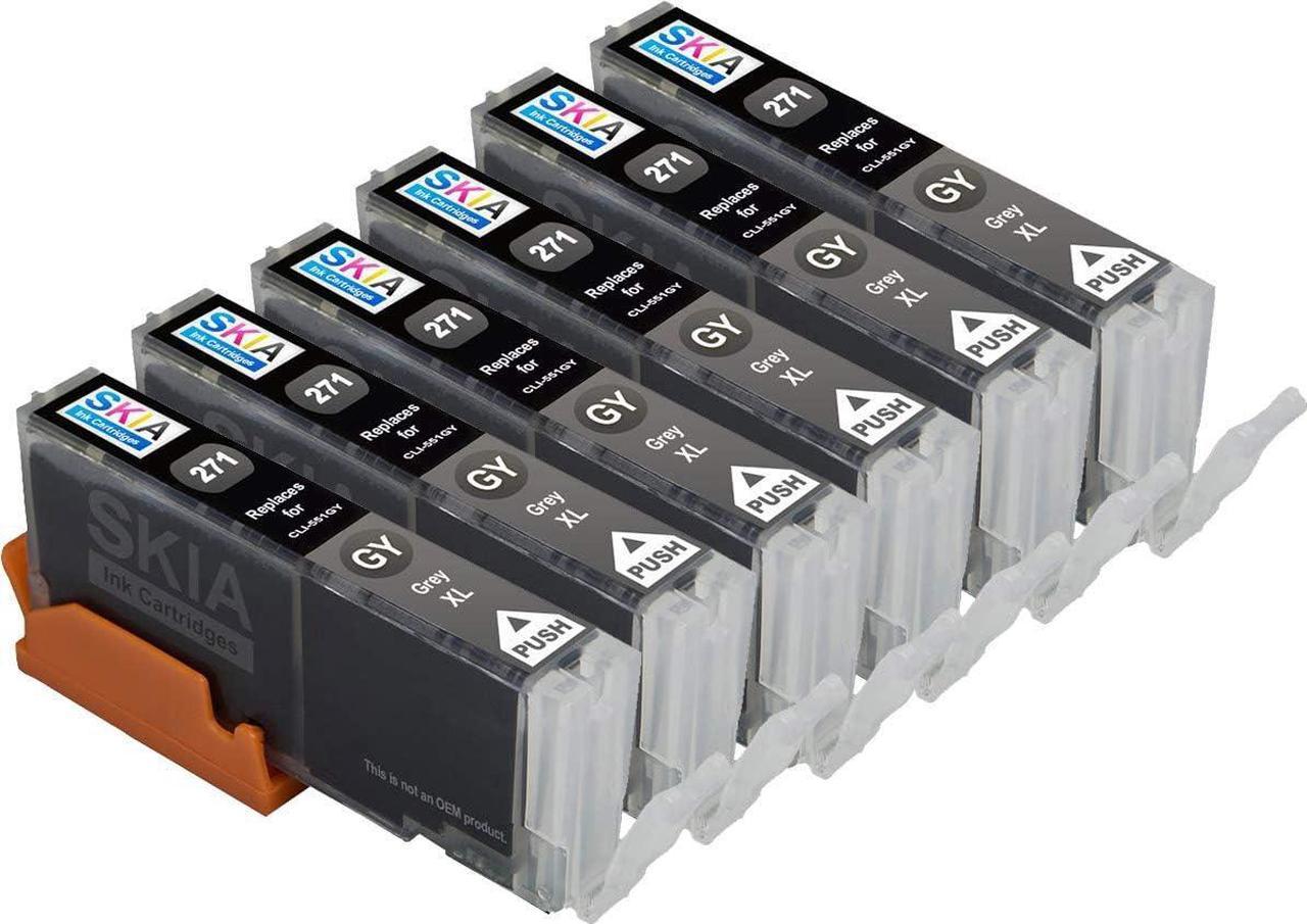 Skia Ink Cartridges Compatible Ink Cartridge Replacement for Canon CLI-271, PGI-270, PGI-270XL, CLI-271XL (Gray / 6 Pack)