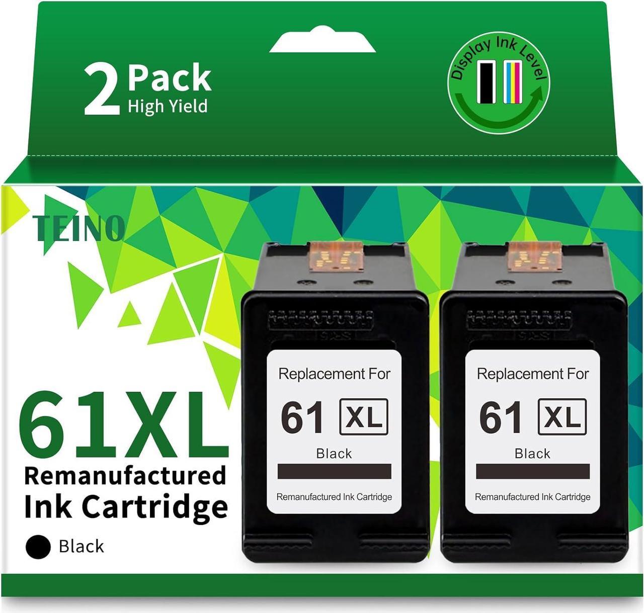 TEINO Remanufactured Ink Cartridge Replacement  61XL 61 XL for Envy 5530 4500 4502 5535 OfficeJet 4630 4635 4632 DeskJet 2540 1010 3050a 2542 2549 3510 2541 2548 1055 1512 (Black, 2-Pack)