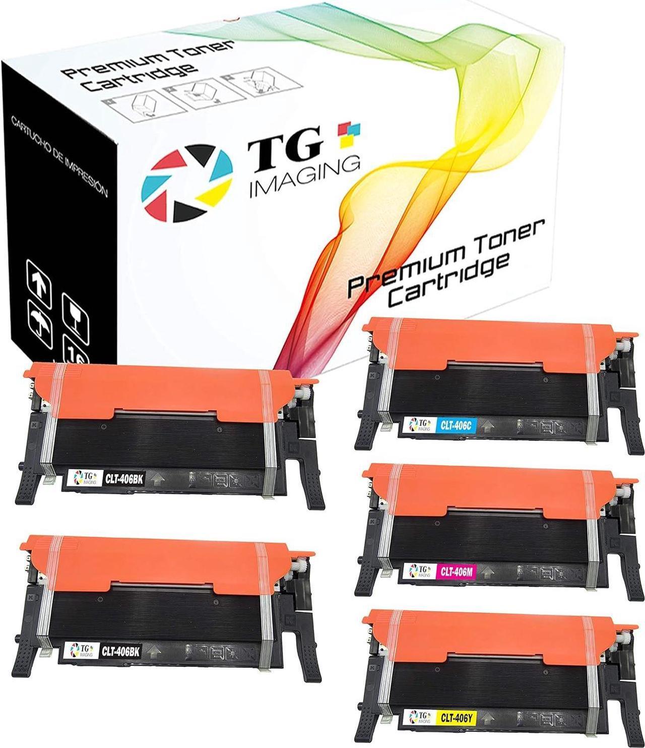 (5 PK Set, Extra Black) Compatible 406s CLT-406S Toner Cartridge for use in Samsung CLX-3300 3305 CLP-360 365 Printers (2xCLT-K406S, 1X CLT-C406S, 1X CLT-Y406S, 1X CLT-M406S), Sold by TG Imaging