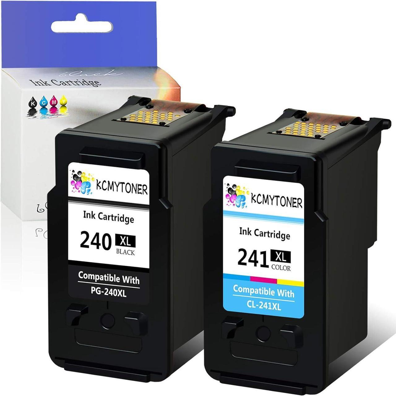 KCYMTONER Remanufactured Ink Cartridge Compatible for Canon PG-240XL 240 XL CL-241XL 241XL Pixma MG3620 MX472 MX452 MG3220 MG3520 MG2220 MX532 MX392 MX432 MX512 Printer (1 Black 1 Tri-Color,2 Pack)