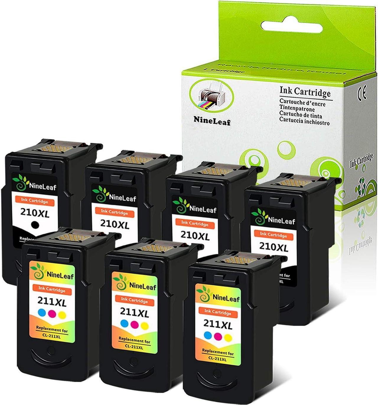 NineLeaf PG-210XL CL-211XL Remanufactured Ink Cartridge (4 Black, 3 Tri-Color) Compatible With PIXMA MX330 MX340 MX350 MX360 MX410 MX420 Series Printers