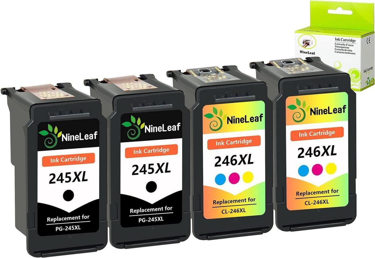 Nineleaf Remanufactured PG-245XL CL-246XL PG245 CL246 XL Ink Cartridge Combo Work with PIXMA MX492 MG2520 MG2920 MG2420 MG2522 MG2922 IP2820 MX490 MG2525 MG3020 MG2555 MG2924 2 Black + 2 Tri-color