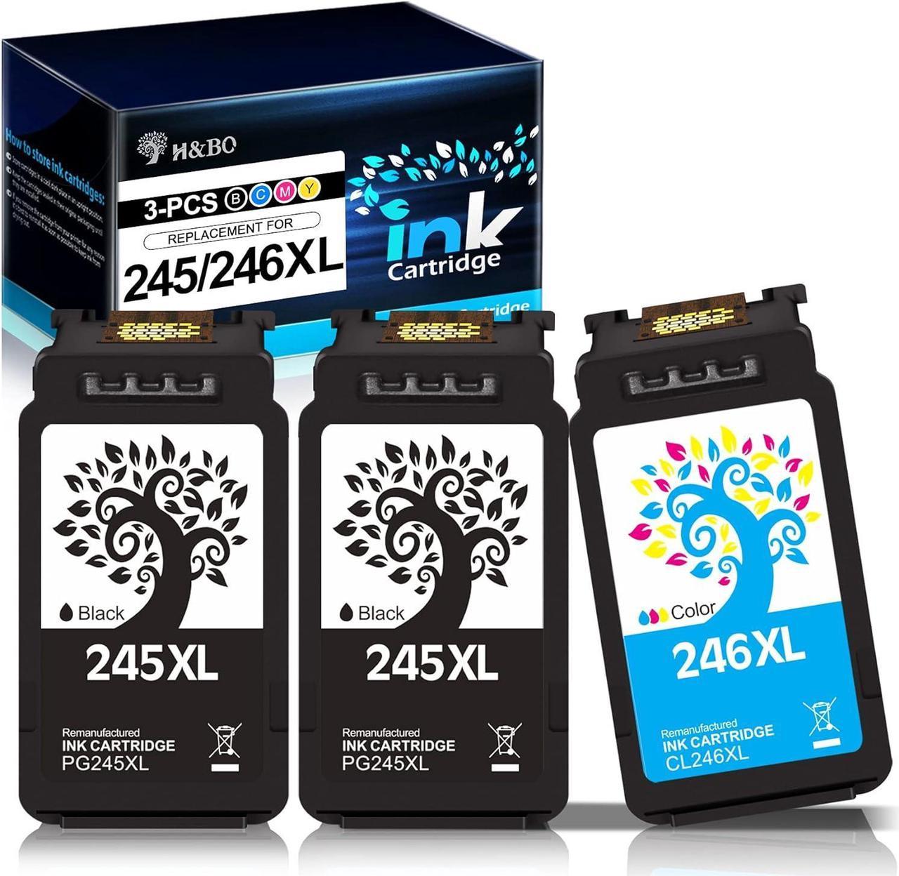 H&BO TOPMAE Remanufactured Ink Cartridge Replacement for Canon PG-245XL CL-246XL PG-243 CL-244 to use with Pixma TS3120 MG2520 MX492 TR4520 TS202 MG3022 MG2525 MG2922 MG2522 (2 Black+1 Tri-Color)