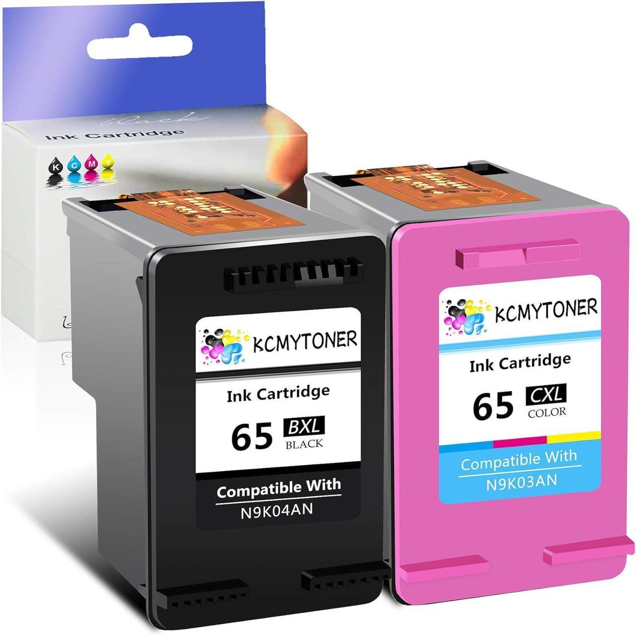 KCMYTONER Remanufactured 65 XL 65XL N9K04AN N9K03AN Ink Cartridge Compatible  Envy 5052 5055 5058 Deskjet 2624 2652 2655 3720 3730 3752 3755 with Latest Chip Show Ink Level - 1 Black 1 Tri-Color