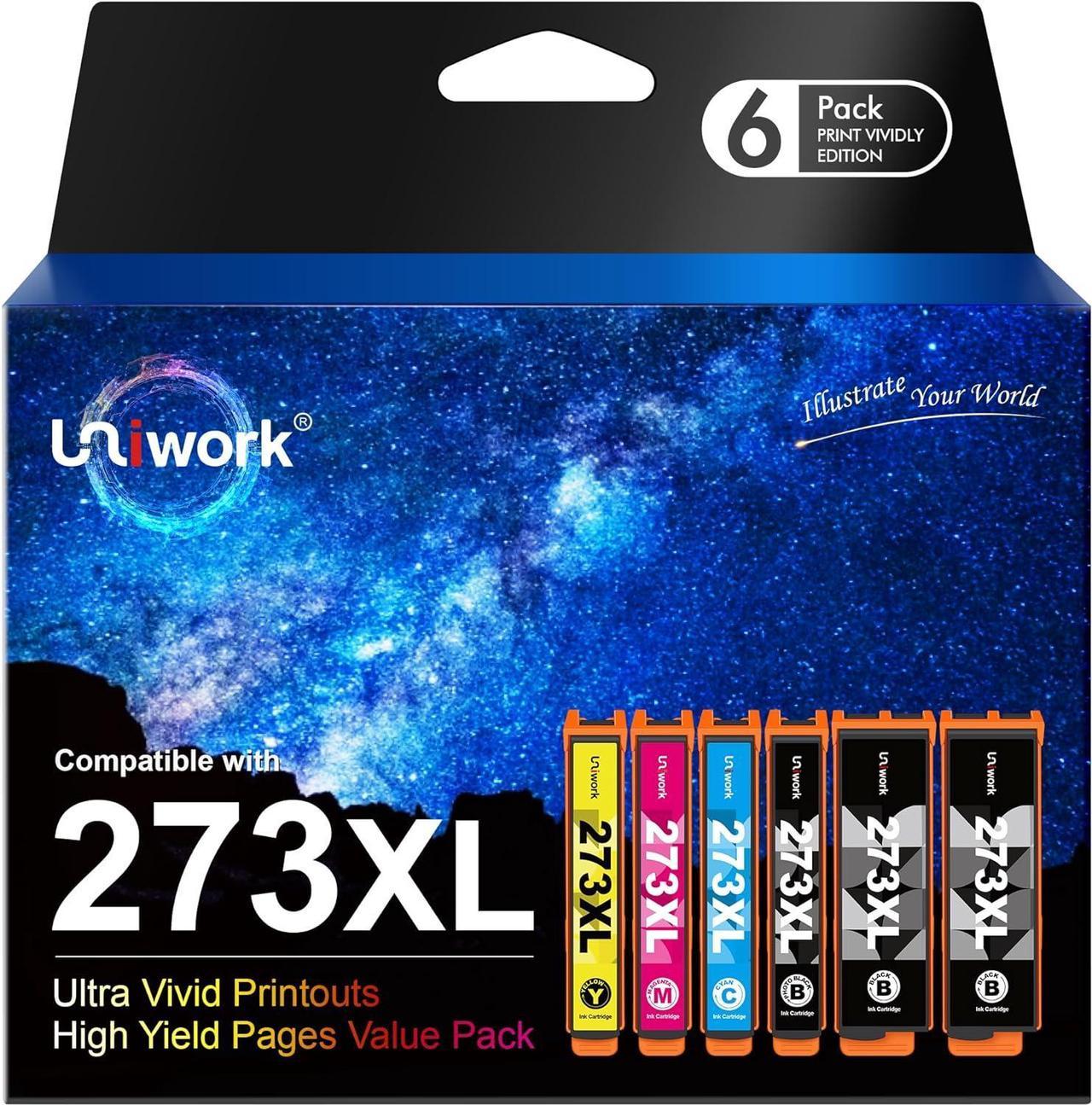 Uniwork 273XL Ink Cartridge Remanufactured for Epson 273XL 273 XL Use in Epson XP620 XP820 XP810 XP610 XP600 XP520 XP800 Printer s (6 Pack)