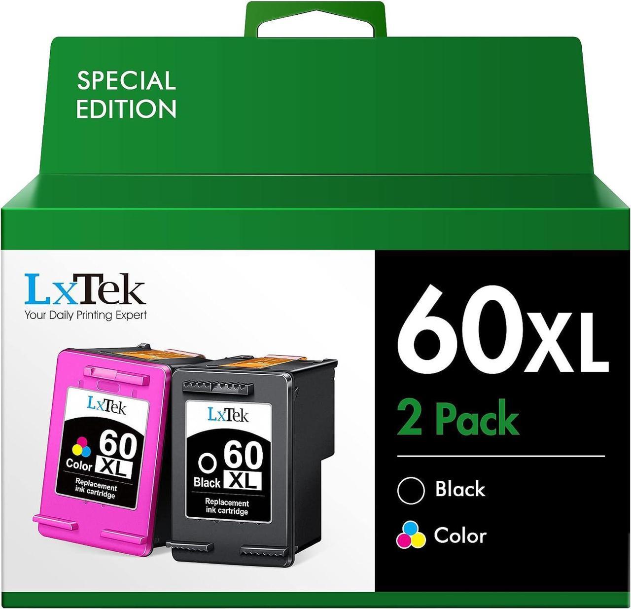 LxTek Remanufactured Ink Cartridge Replacement  60XL 60 XL CC641WN CC644WN High Yield  Photosmart C4680 D110, Deskjet D2680 F2430 F4210 Printer Tray (1 Black | 1 Tri-Color)