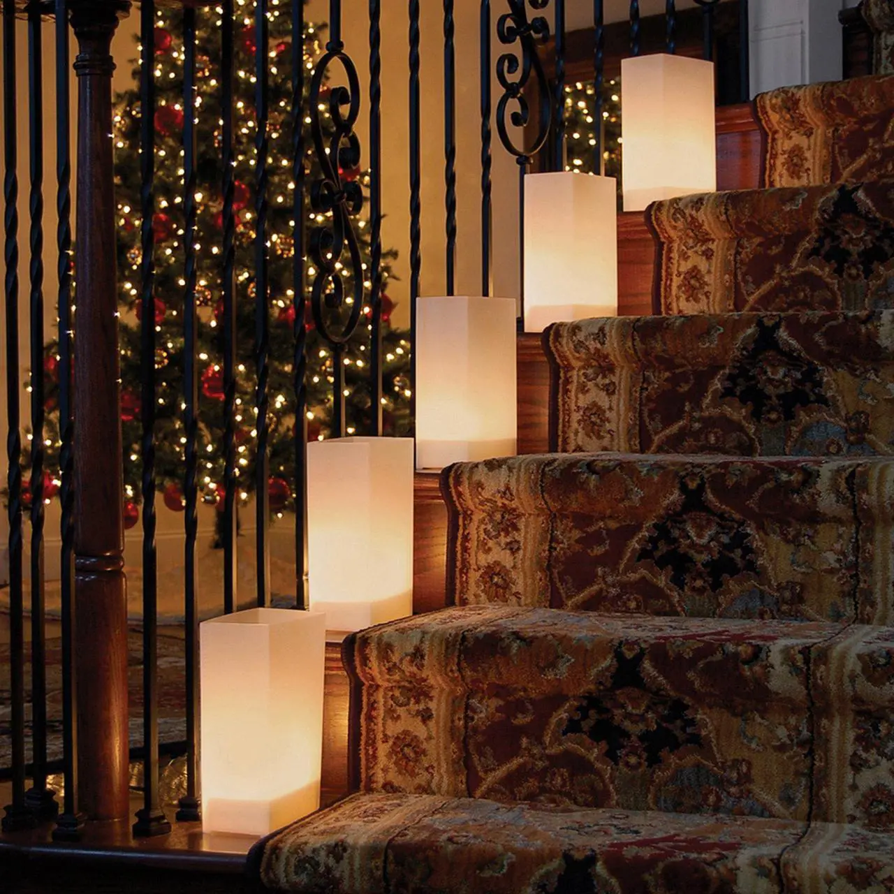Alt view image 2 of 5 - Plastic Luminaria Lanterns, Tan - Set of 10