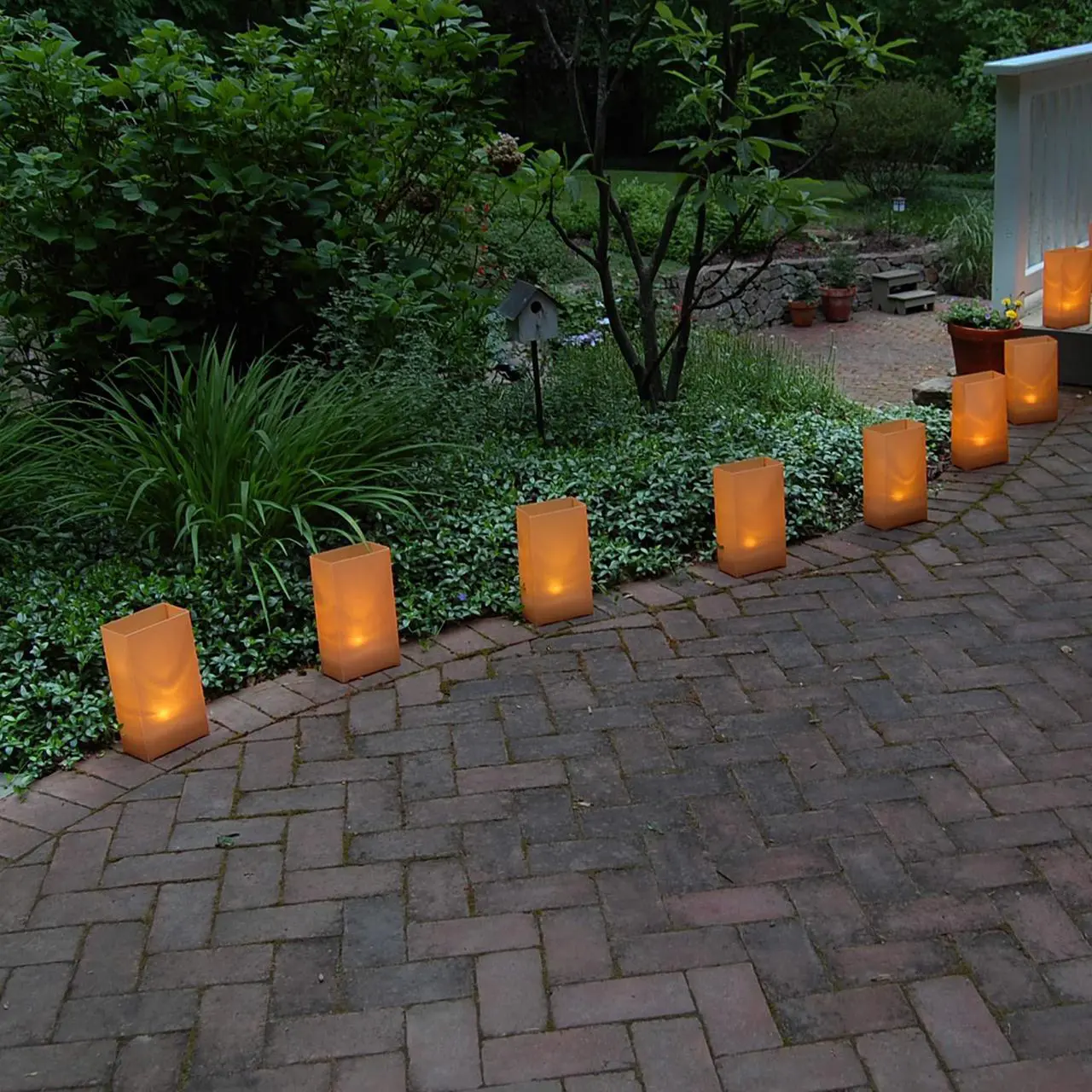 Alt view image 3 of 5 - Plastic Luminaria Lanterns, Tan - Set of 10