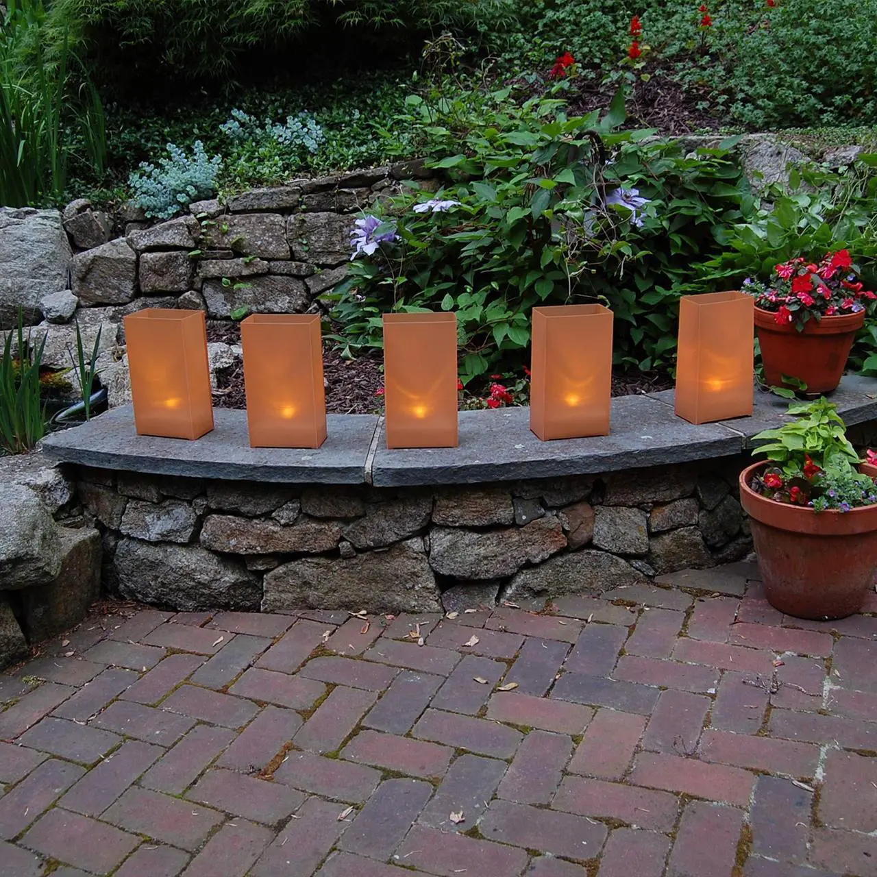 Alt view image 5 of 5 - Plastic Luminaria Lanterns, Tan - Set of 10