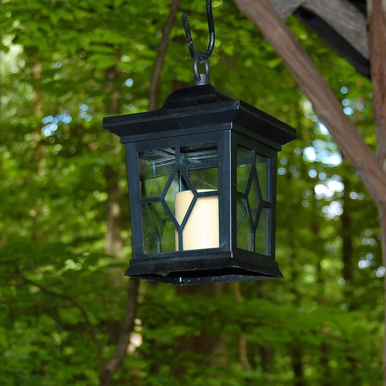 Alt view image 4 of 5 - Solar Lantern with Shepherd's Hook - Black