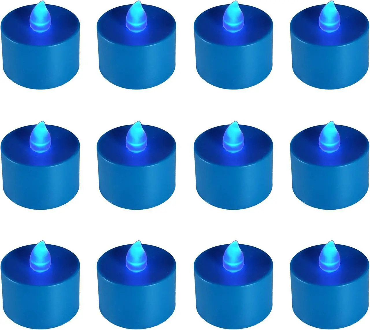 Main image of Battery Operated Tea Light Candles, Blue - Set of 12