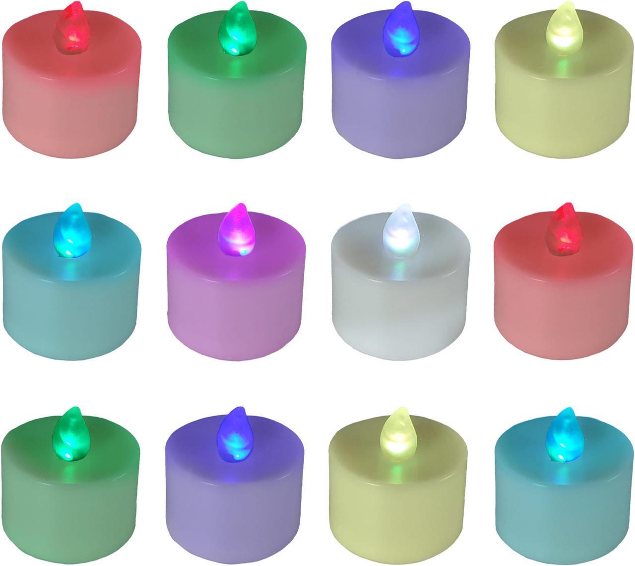 Main image of Battery Operated Tea Light Candles, Color Changing - Set of 12
