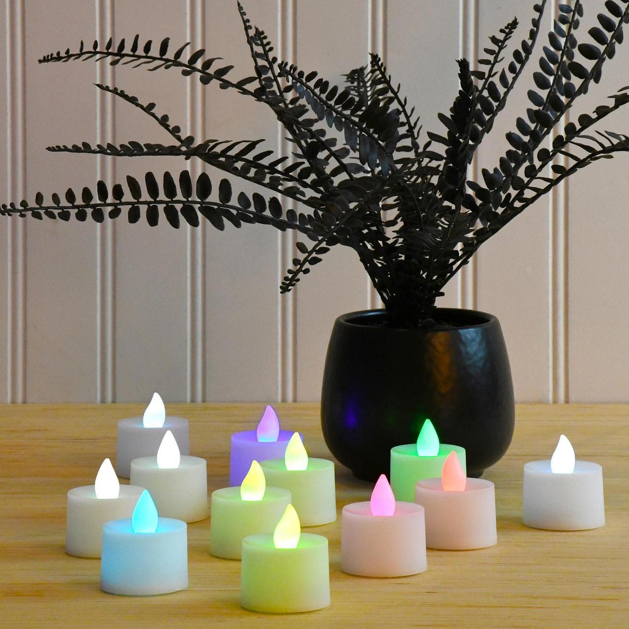 Alt view image 2 of 3 - Battery Operated Tea Light Candles, Color Changing - Set of 12