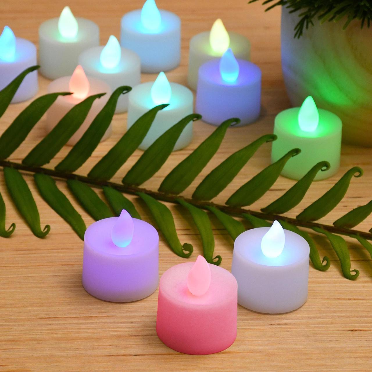 Alt view image 3 of 3 - Battery Operated Tea Light Candles, Color Changing - Set of 12