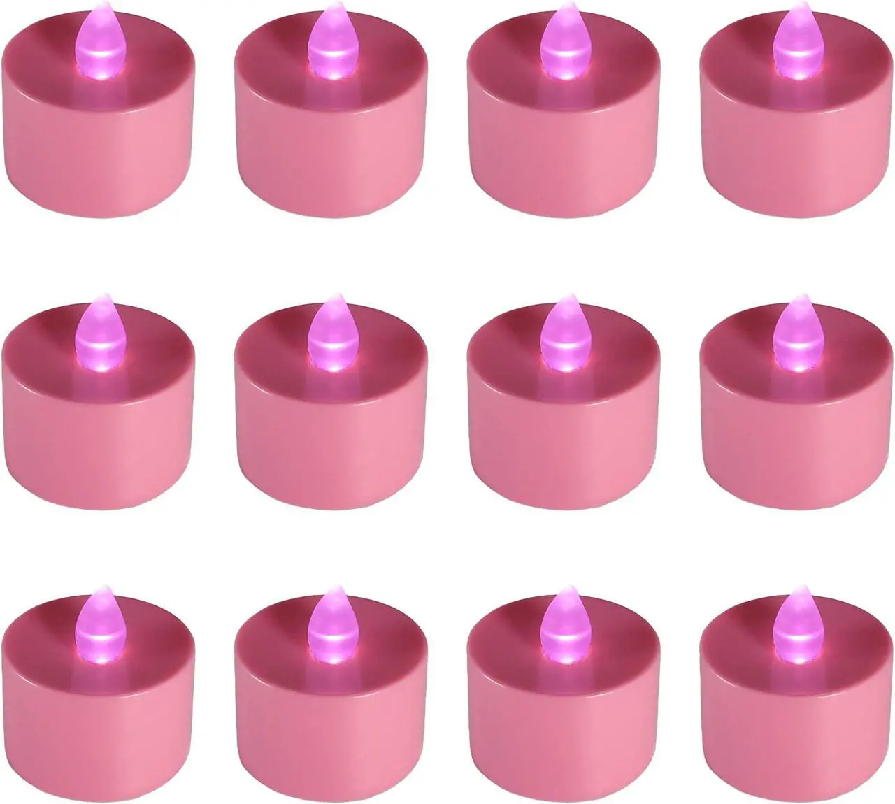 Main image of Battery Operated Tea Light Candles, Pink - Set of 12