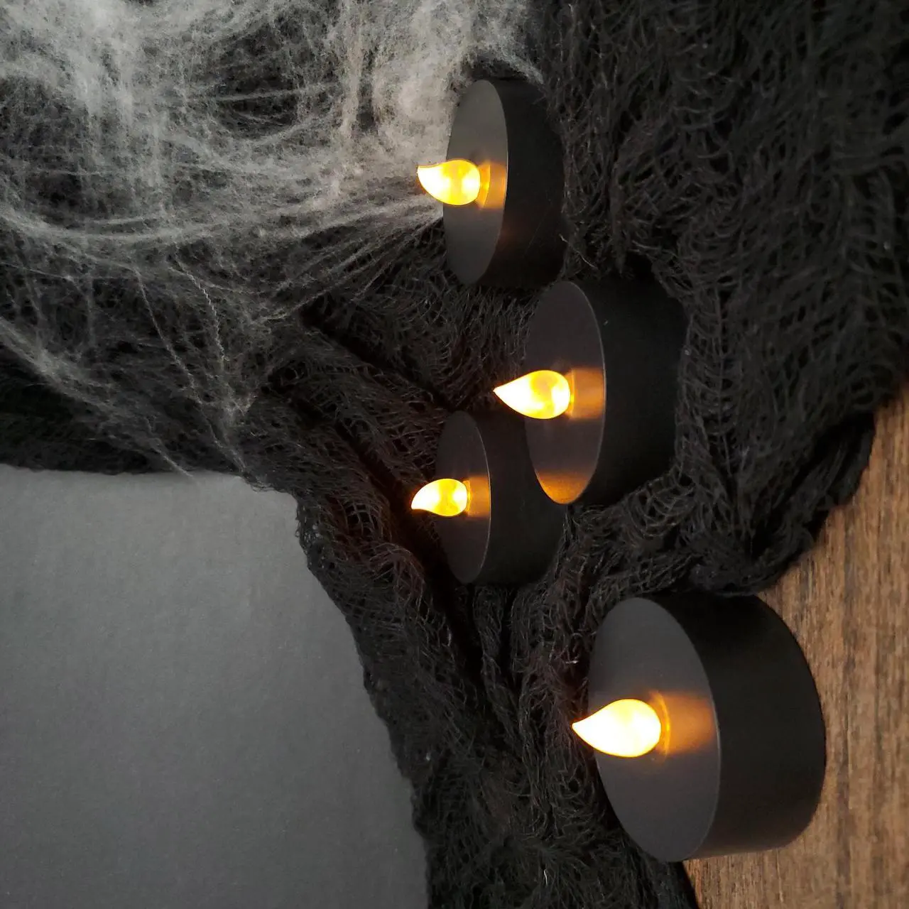 Alt view image 2 of 5 - Extra Large Battery Operated Tea Lights with Remote Control, Black - Set of 4