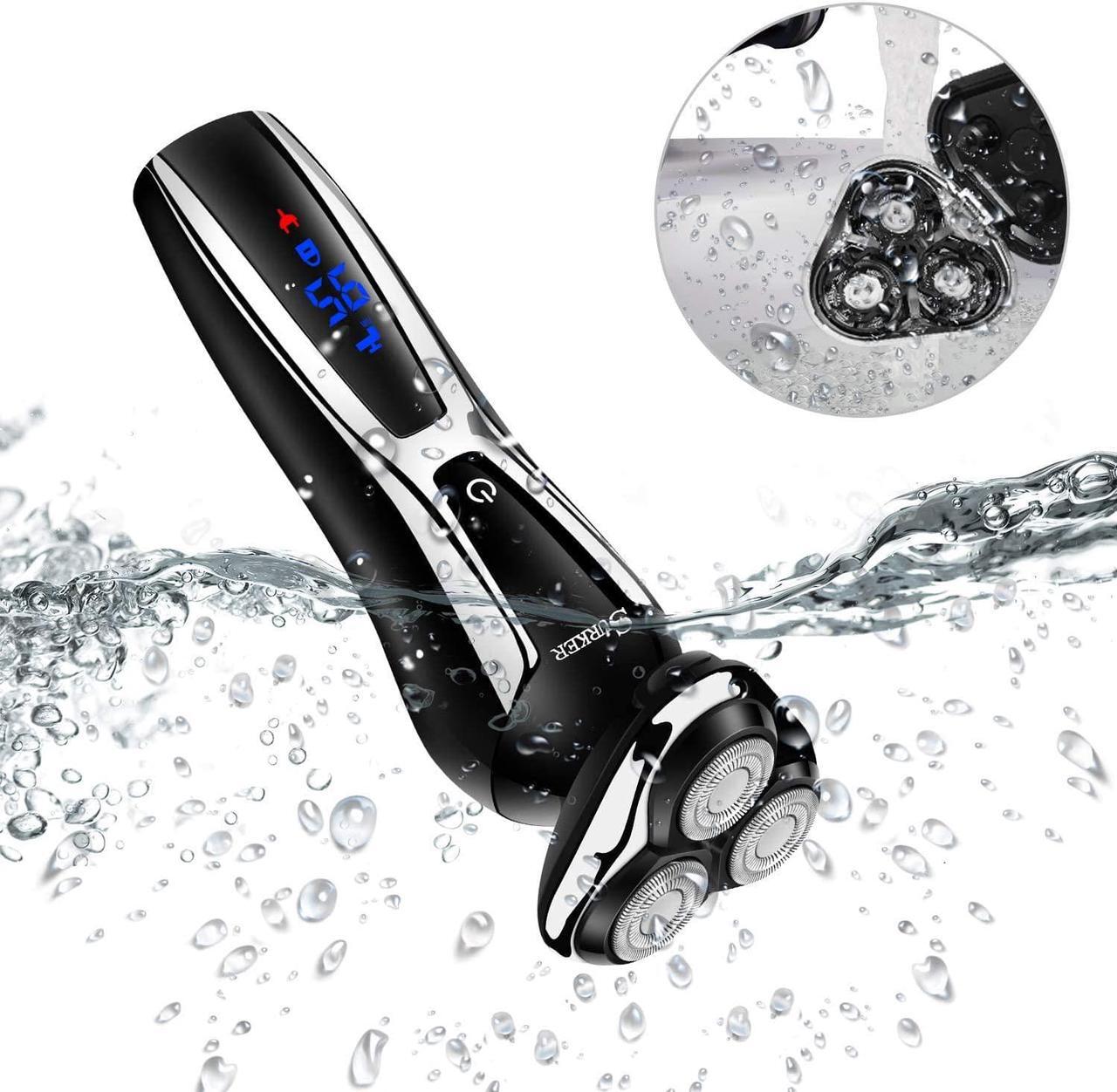 Alt view image 7 of 7 - SURKER Electric Shaver Razor Cordless Beard Trimmer for Men Nose Hair Trimmer 3 in 1 Trimmer Grooming Kit Plus 1 Facial Cleansing Brush Waterproof USB Rechargeable Dry Wet