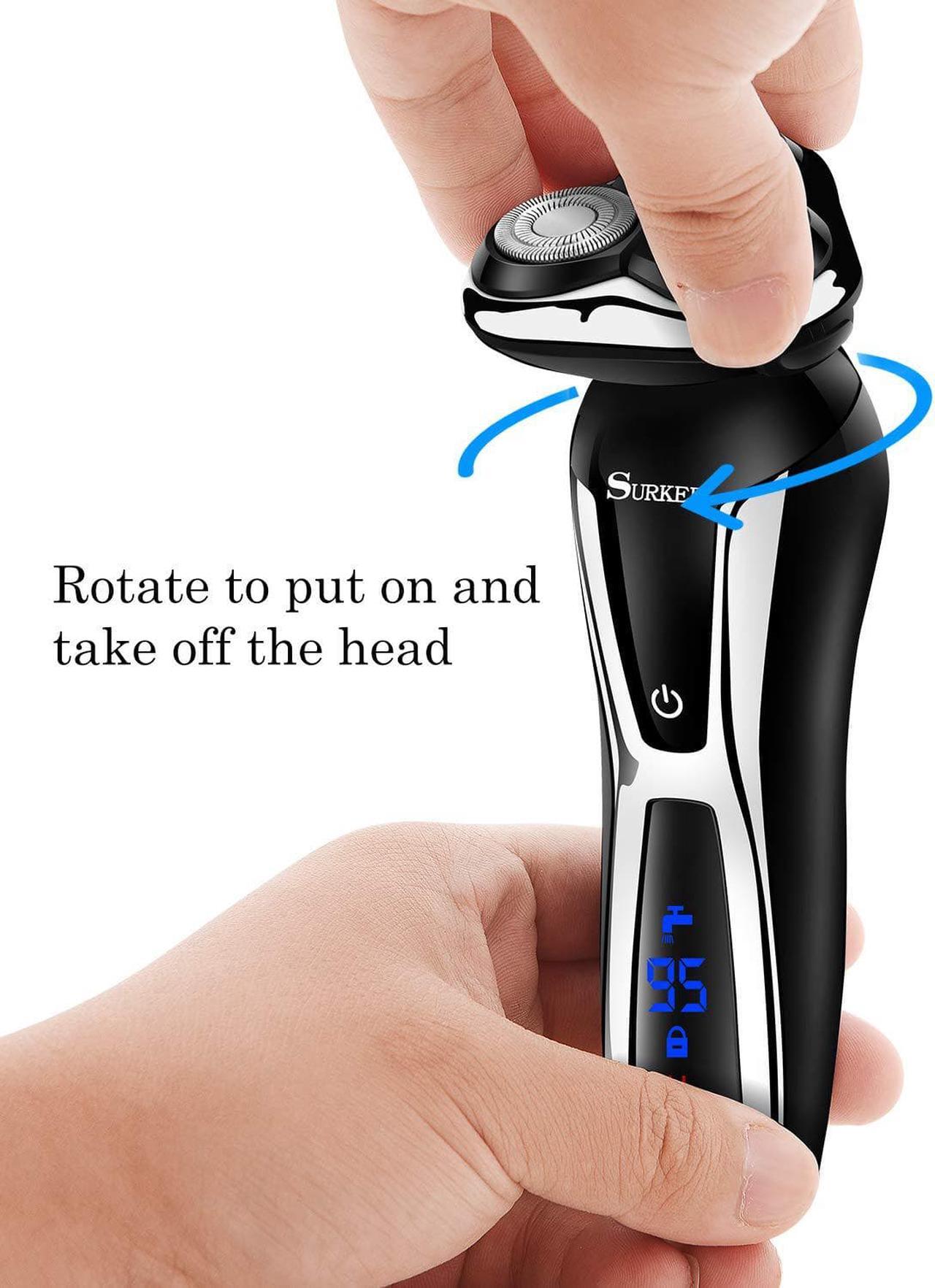 Alt view image 5 of 7 - SURKER Electric Shaver Razor Cordless Beard Trimmer for Men Nose Hair Trimmer 3 in 1 Trimmer Grooming Kit Plus 1 Facial Cleansing Brush Waterproof USB Rechargeable Dry Wet