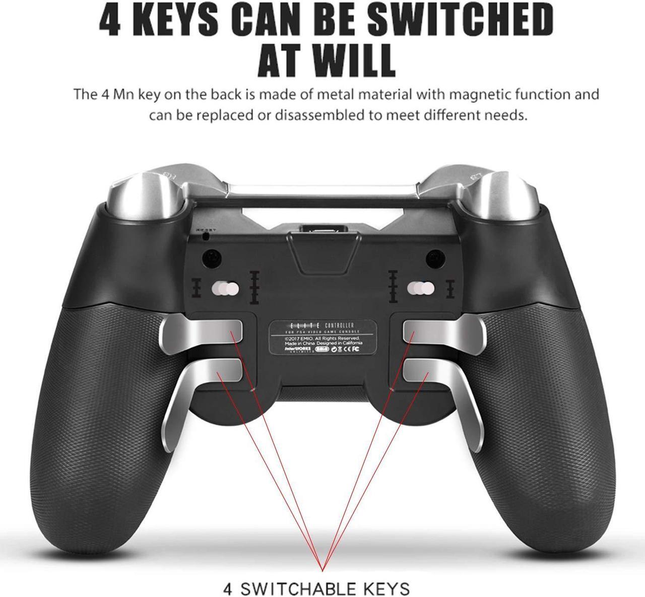Alt view image 4 of 7 - PS4 Elite Wireless Controller with Back Paddles,Dual Vibration Elite PS4 Modded Game Controller for Play Station 4 with Speaker and 3.5mm Audio Headphone Jack