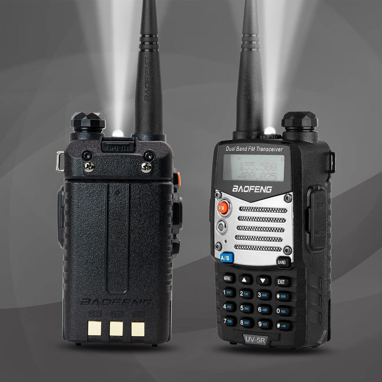 Alt view image 7 of 7 - BaoFeng UV-5R 8W Ham Radio Walkie Talkie Dual Band 2-Way Radio with an Extra 3800mAh Battery Handheld Walkie Talkies with Baofeng Hand Mic and Programming Cable