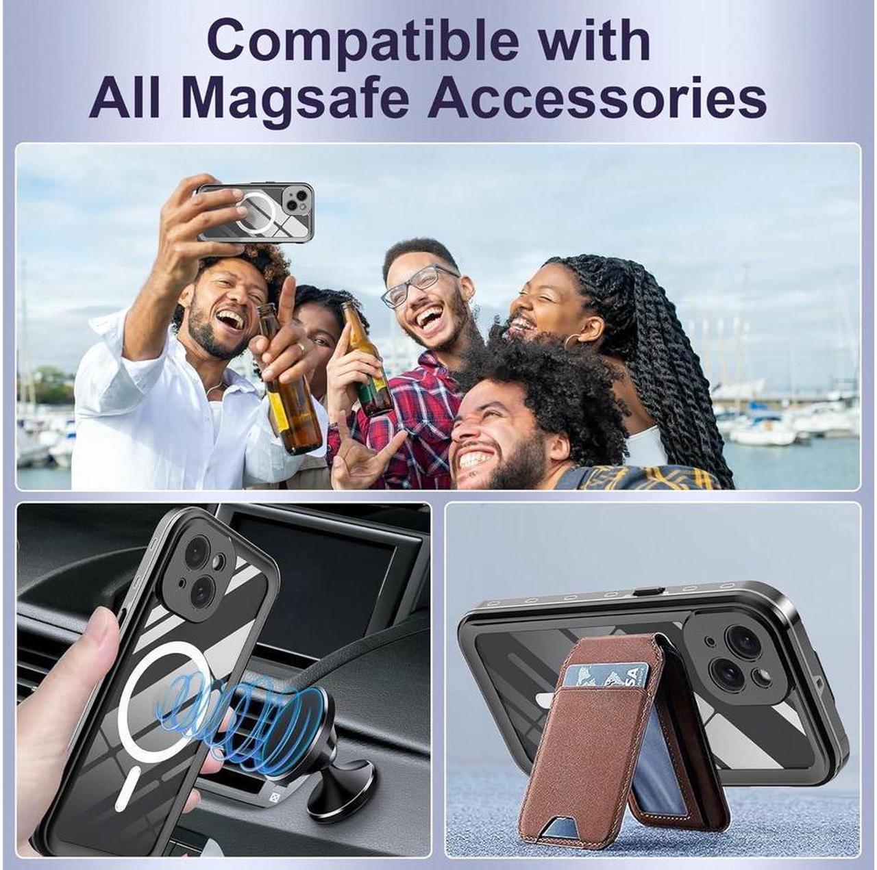 for iPhone 15 Plus 6.7 inch Waterproof Case Magnetic, [Compatible with MagSafe][with Screen Protector][IP68 Underwater][15FT Military Dropproof][Dustproof] Phone Cover for iPhone 15 Plus 6.7" Red