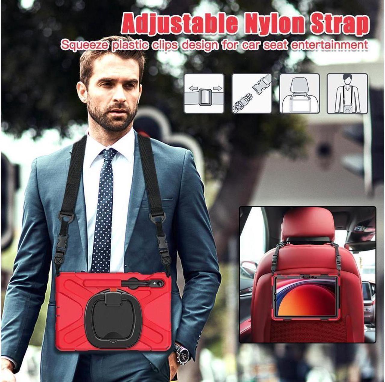 Alt view image 7 of 7 - Samsung Galaxy Tab S9 2023 / S8 2022 / S7 11 inch 2020 Case with S Pen Holder SM-X710/X716B/X718U/SM-X700/SM-706/SM-T870/SM-T875/SM-T878, Shockproof Protective Cover with Hand/Shoulder Strap, Stand