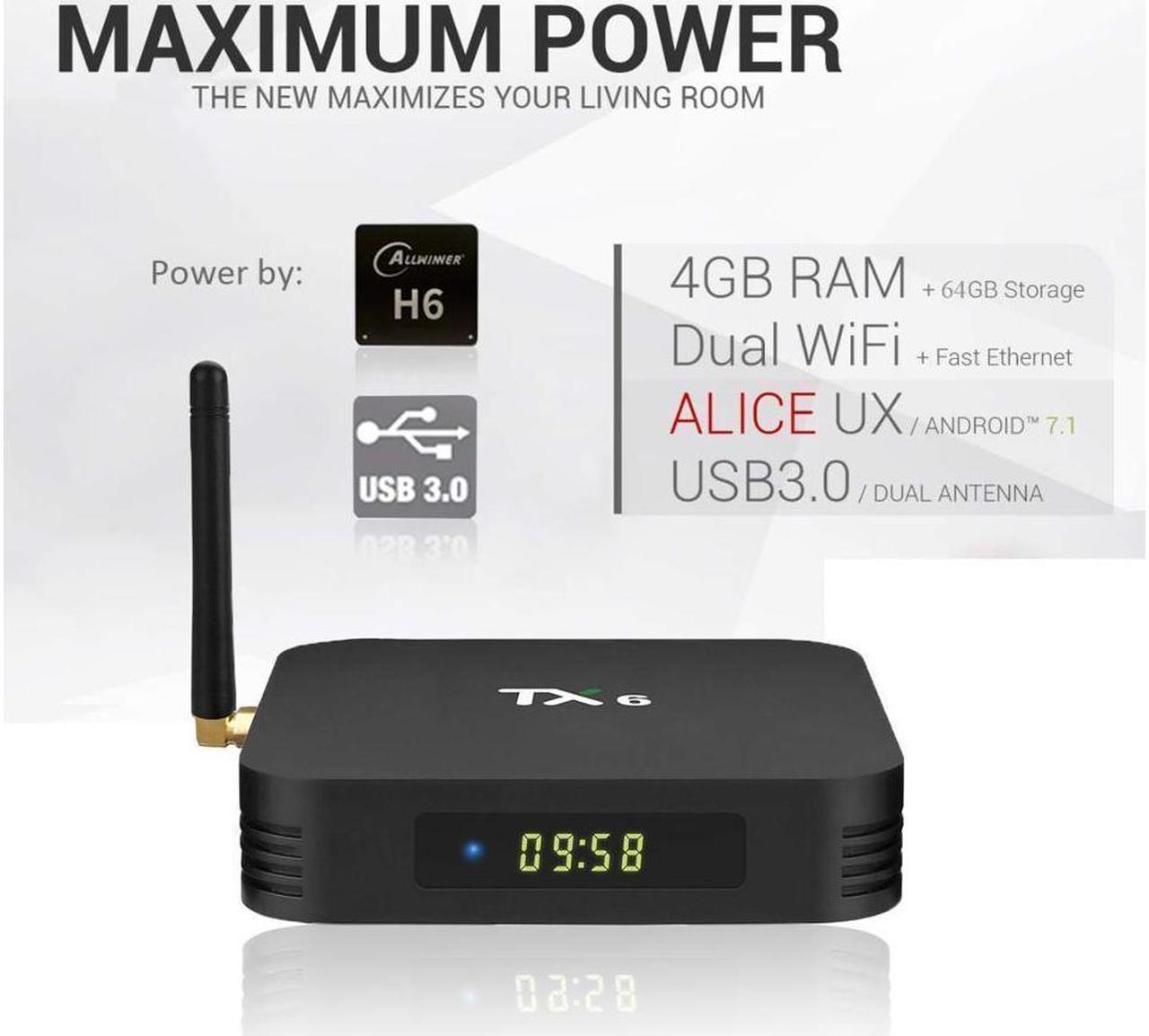 BONAEVER Android 9.0 TV Box Android Box 4GB DDR3 64GB ROM BT5.0 Dual WiFi 2.4Ghz + 5Ghz Quad Core 1080p 4K HDR Smart TV Media Box