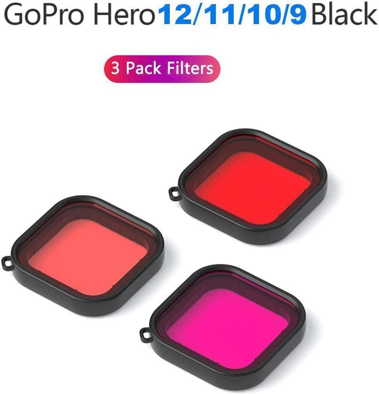 BONAEVER Waterproof Housing for GoPro Hero 12 Black / Hero 11 Black / Hero 10 Black / Hero 9 Black Protective 60m Underwater Dive Case Shell with 3 Pack Filters 12 PCS Anti- Fog Inserts