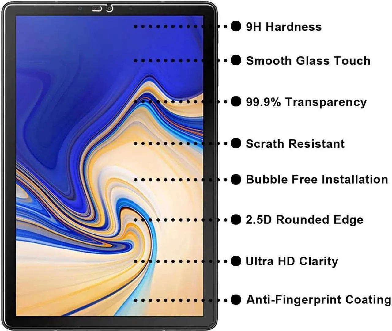 Alt view image 3 of 7 - BONAEVER [2-Pack] Screen Protector for Samsung Galaxy Tab S4 10.5 inch 2018 SM-T830/SM-T835/SM-T837 Tempered Glass Screen Protector Film S-Pen CompatibleScratch Resi Standant