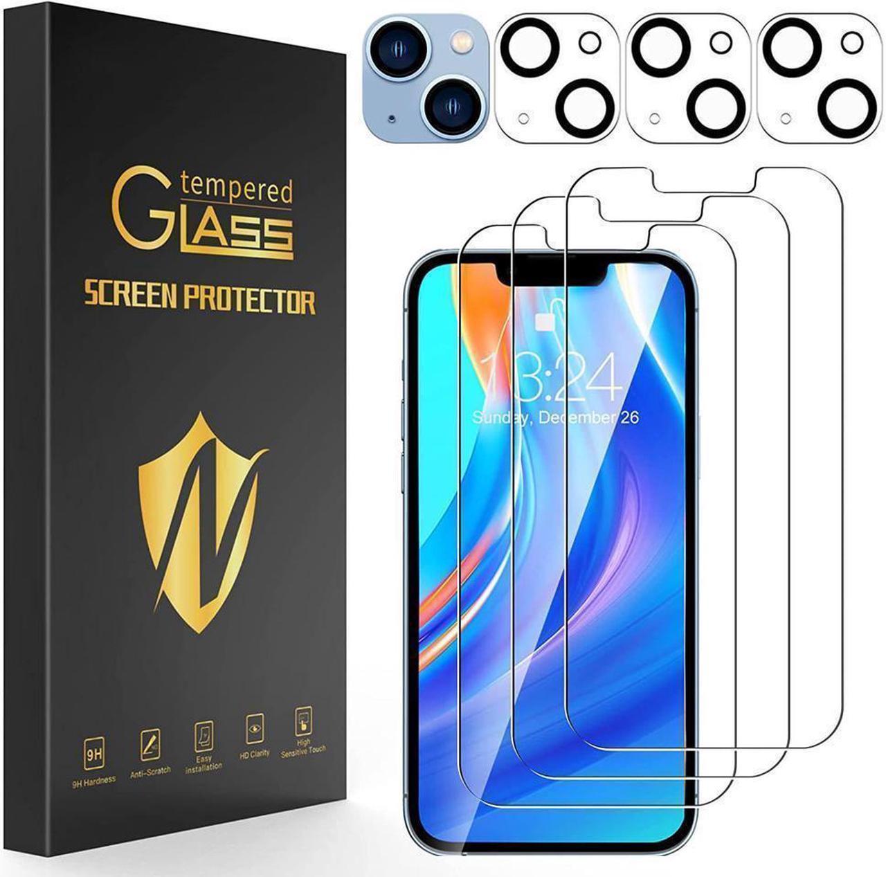 BONAEVER [3+3 Pack] iPhone 15 Plus 6.7 Inch Screen Protector with Camera Lens Protector 9H Shatterproof Tempered Glass Film with Easy In Standallation Frame HD Clear Sensitive Full Coverage