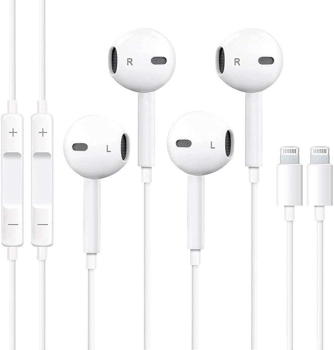 BONAEVER 2 Packs In-Ear Headphones for iPhone 14/13/12/11/SE/X/XR/XS/8/7 Wired Earbuds with Microphone Volume Control Earpieces HiFi Standereo Headsets